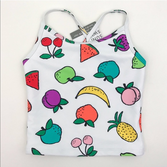 NWT Hanna Andersson Fruit Swimsuit Top - Picture 2 of 8